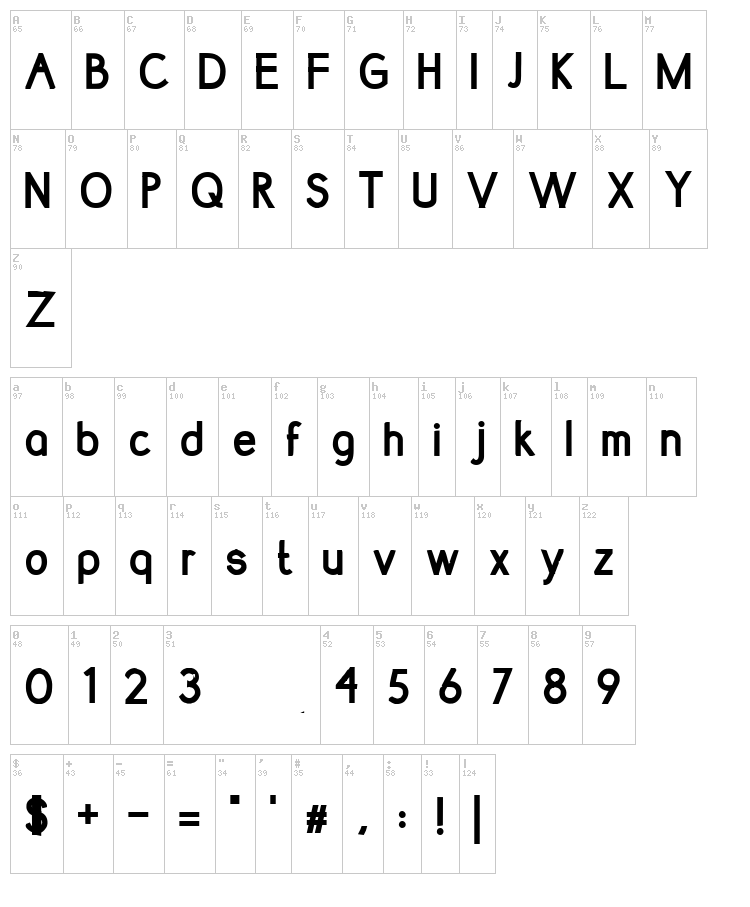 Lumnia font map